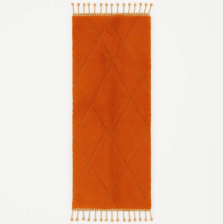 Tapis de couloir berbère Tiziri orange à losanges — tapis berbères contemporains tissé à la main