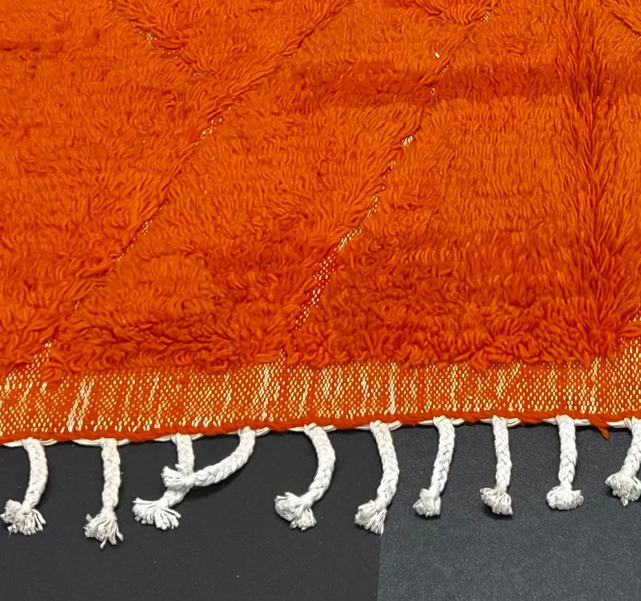 Tapis de couloir berbère Tiziri orange à losanges, vue 3 sur 4