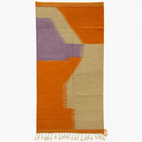 Tapis de couloir berbère Tiznit orange au dessin abstrait — tapis berbères contemporains