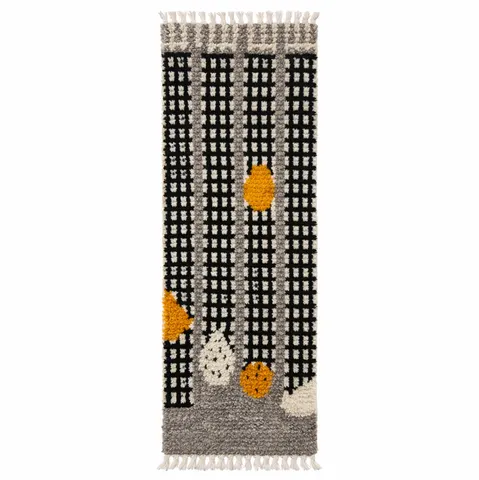Tapis de couloir berbère Todra noir à damier — tapis berbères contemporains