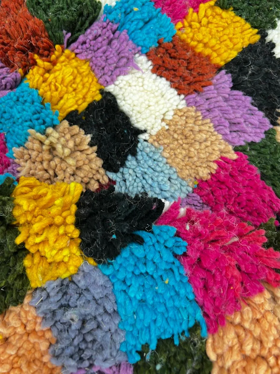 Tapis de couloir berbère Tudert multicolore à damier, vue 4 sur 4