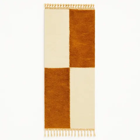 Tapis de couloir berbère Usman marron et blanc — tapis berbères contemporains