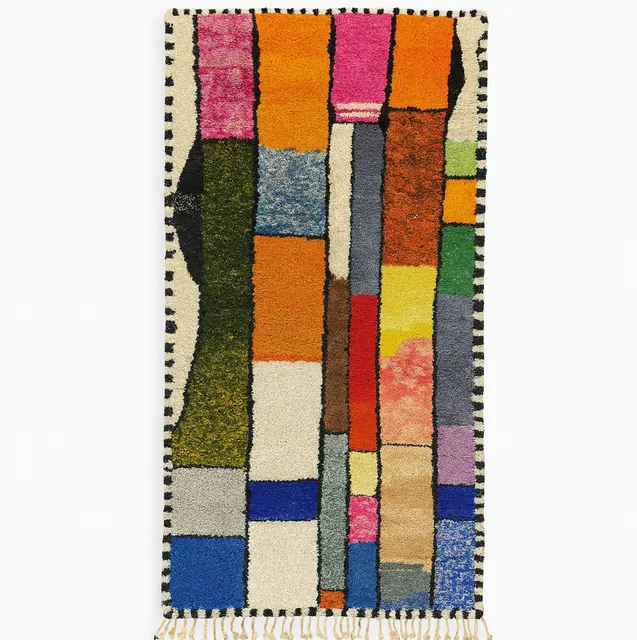 Tapis de couloir berbère Volubilis multicolore au dessin abstrait — tapis berbères contemporains