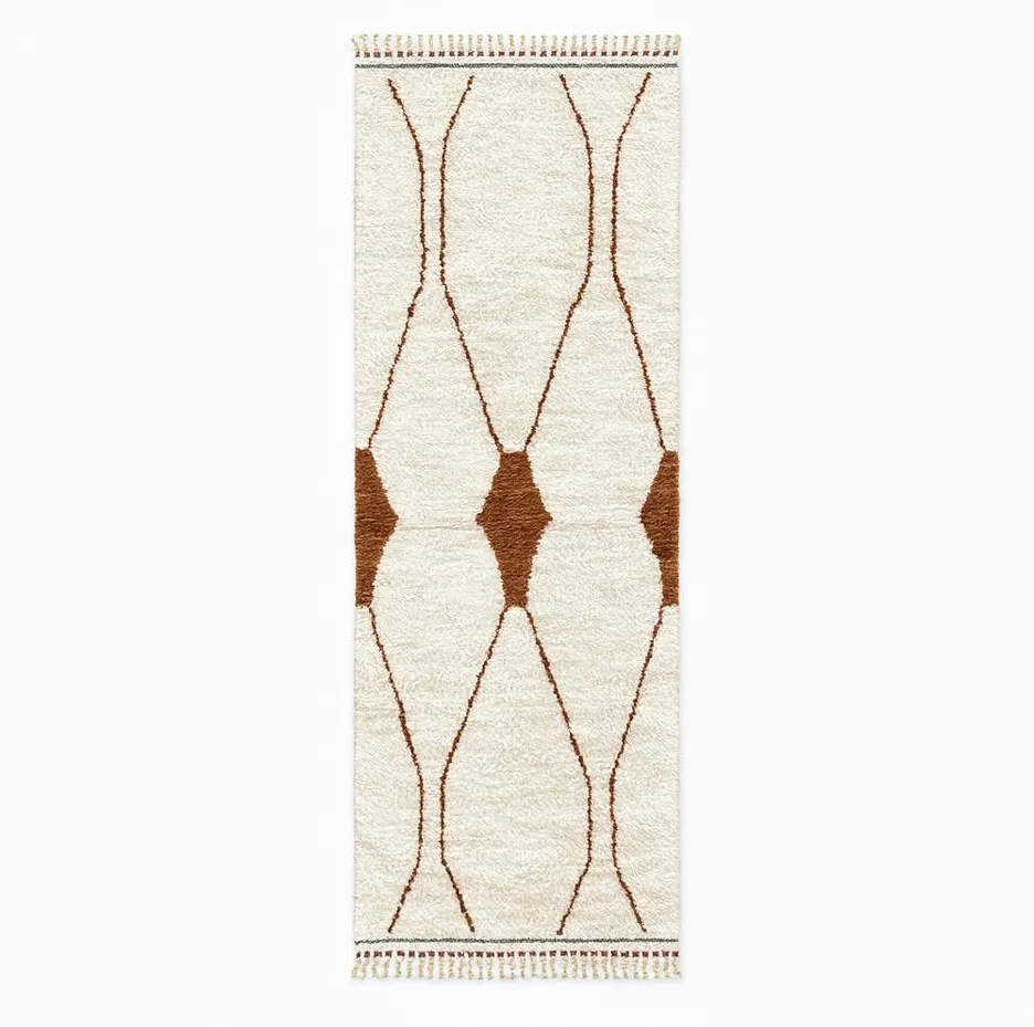 Tapis de couloir berbère Winaruz à losanges — tapis berbères contemporains tissé à la main