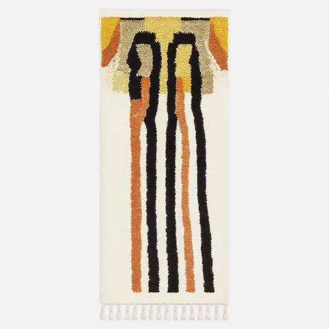 Tapis de couloir berbère Yuba noir et orange au dessin abstrait — tapis berbères contemporains