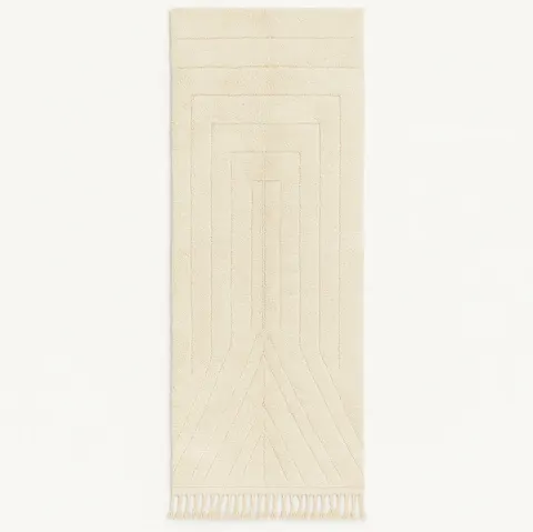 Tapis de couloir berbère Zagora blanc uni — tapis berbères contemporains