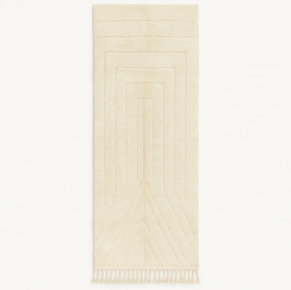 Tapis de couloir berbère Zagora blanc uni — tapis berbères contemporains tissé à la main