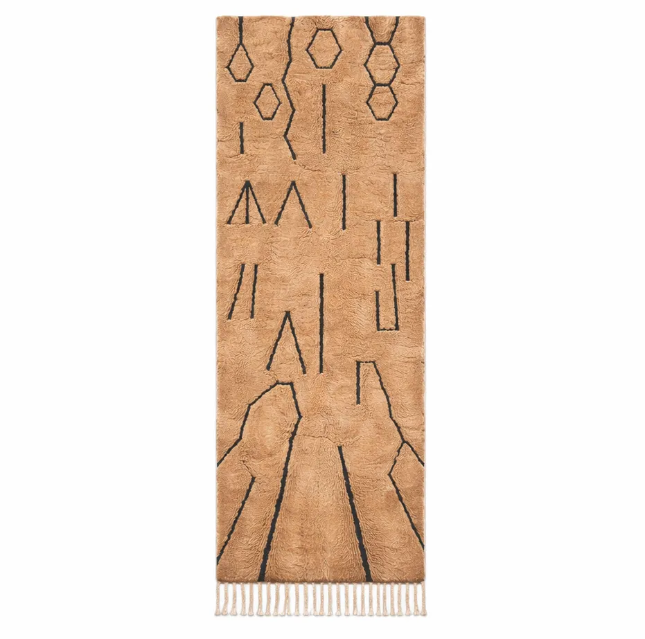 Tapis de couloir berbère Zat beige — tapis berbères contemporains tissé à la main
