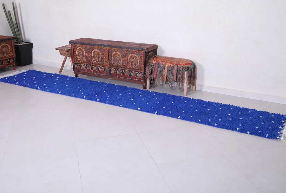 Tapis de couloir berbère Zat bleu, vue 3 sur 7
