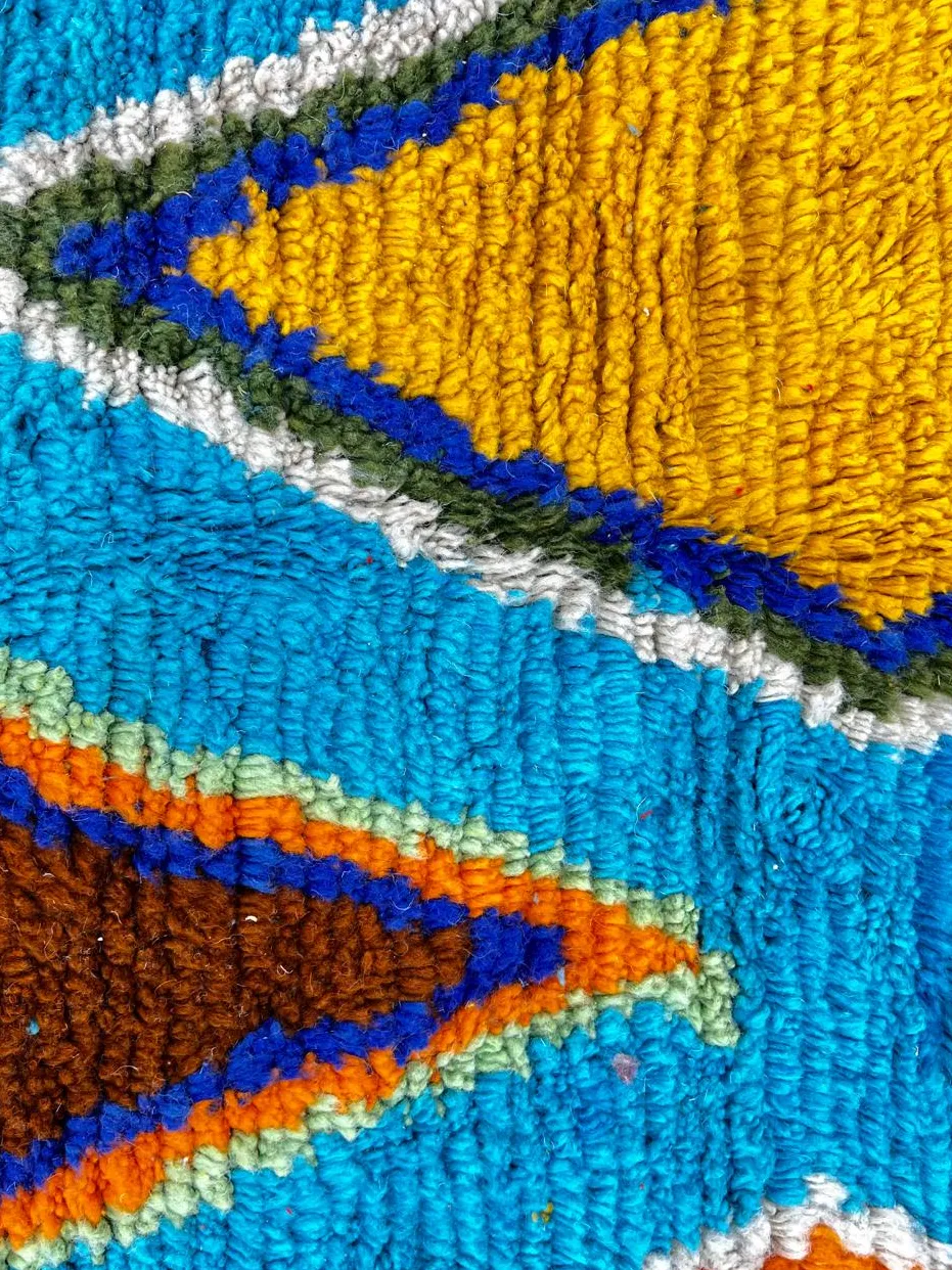 Tapis de couloir berbère Zat bleu et multicolore, vue 4 sur 4
