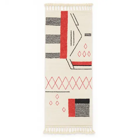 Tapis de couloir berbère Ziri rouge et noir à lignes — tapis berbères contemporains