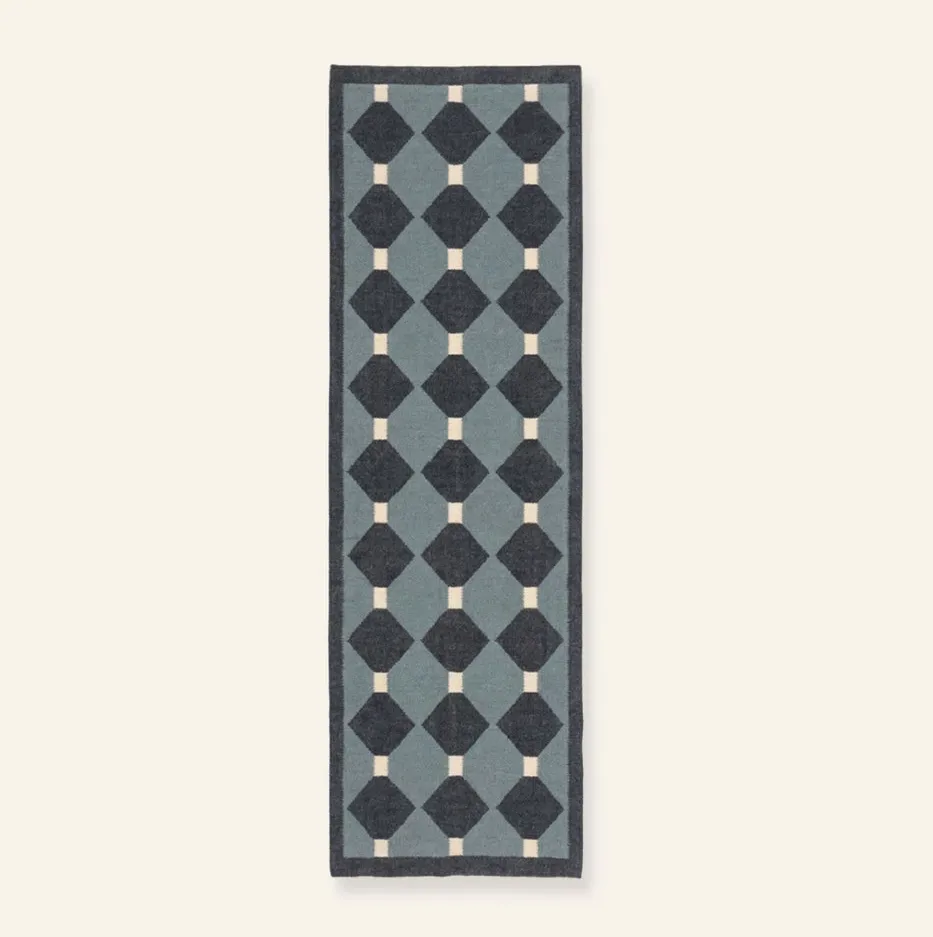 Tapis de couloir kilim Agdz bleu — tapis kilim tissé à la main
