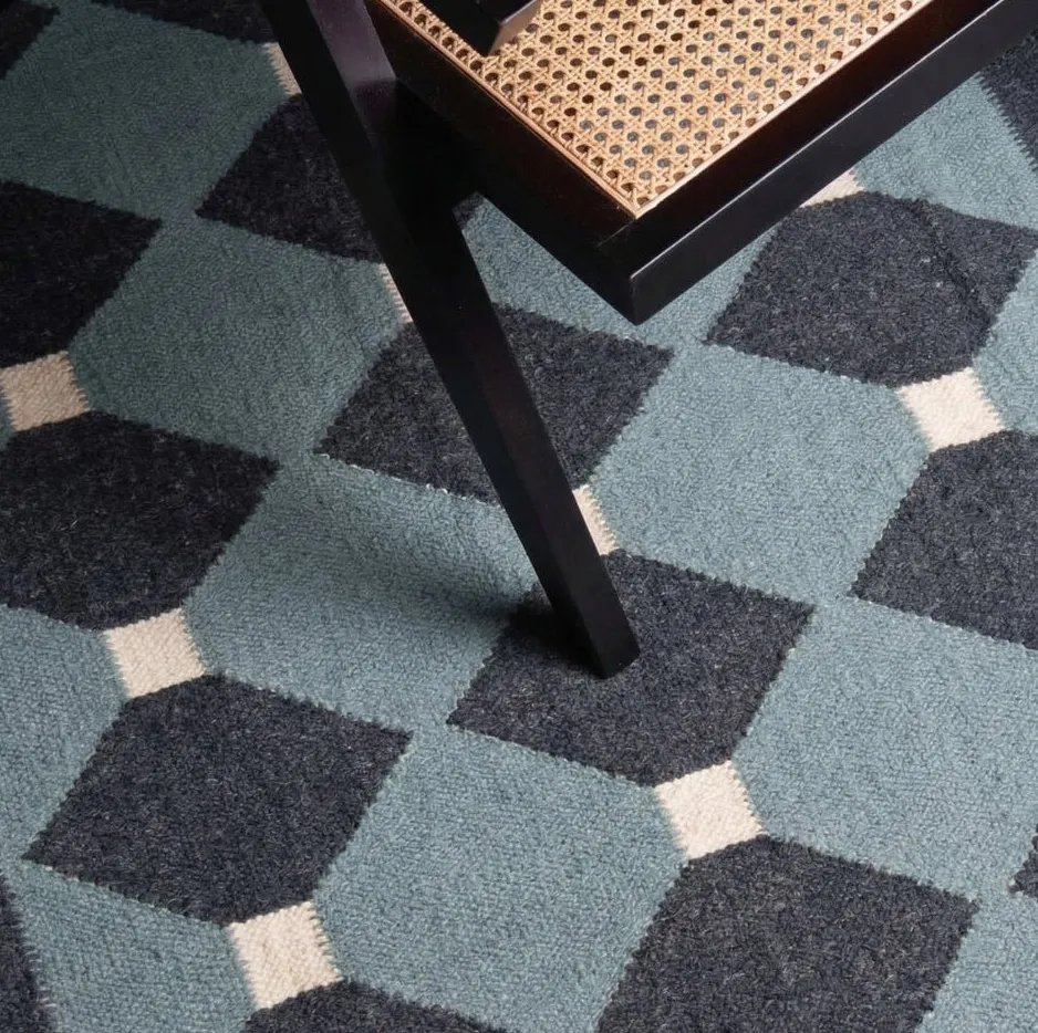 Tapis de couloir kilim Agdz bleu, vue 4 sur 7