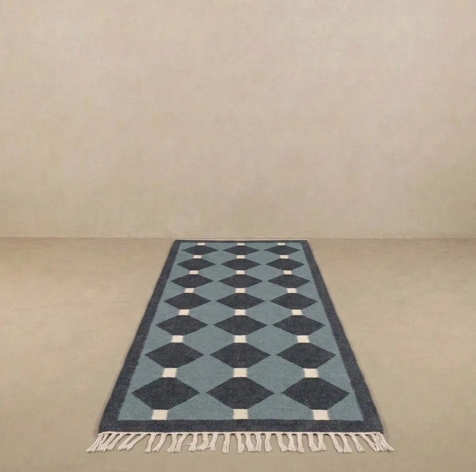 Tapis de couloir kilim Agdz bleu, vue 7 sur 7