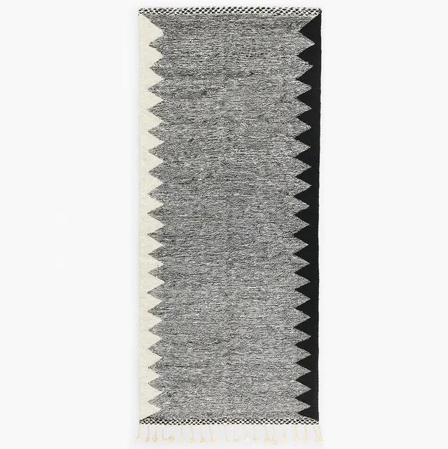 Tapis de couloir kilim Asilah noir et blanc — tapis kilim