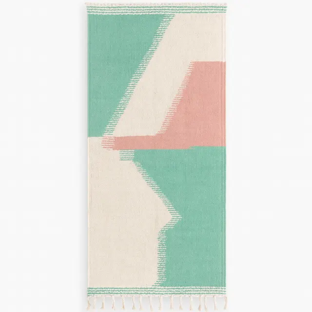 Tapis de couloir kilim Biougra vert et rose — tapis kilim