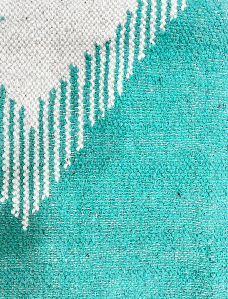 Tapis de couloir kilim Biougra vert et rose, vue 4 sur 4