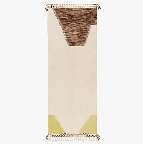 Tapis de couloir kilim Essaouira marron et vert — tapis kilim