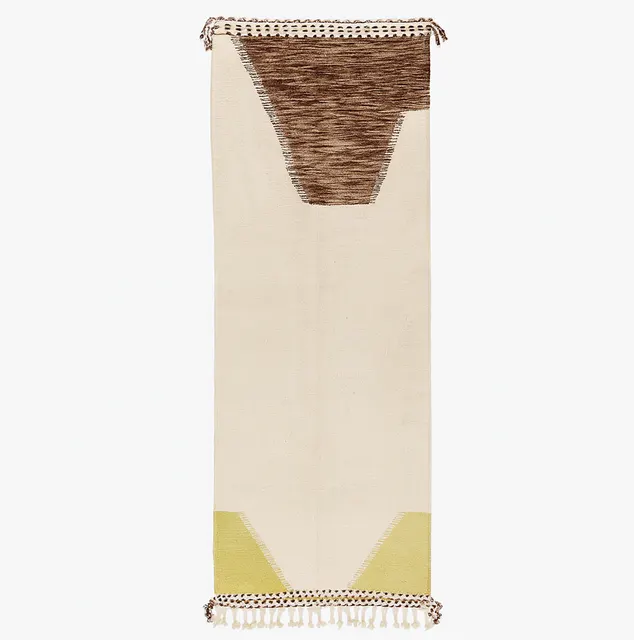 Tapis de couloir kilim Essaouira marron et vert — tapis kilim