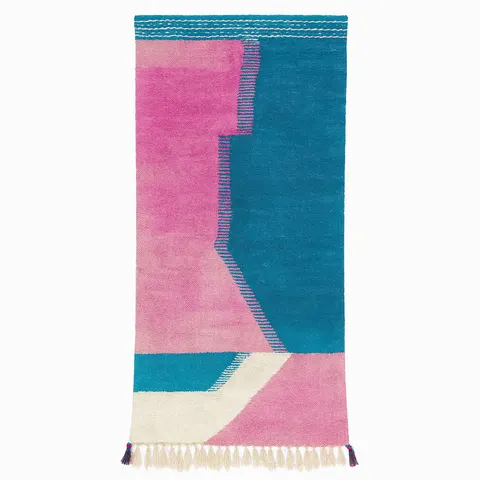 Tapis de couloir kilim Khémisset multicolore et rose — tapis kilim