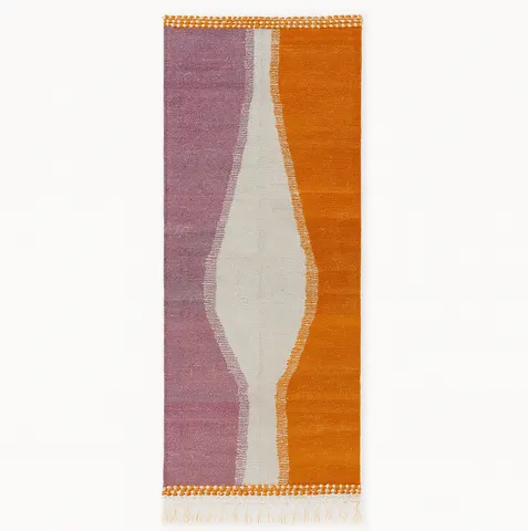 Tapis de couloir kilim Taghazout orange et violet — tapis kilim