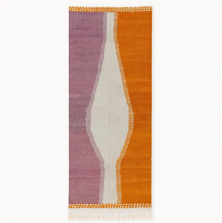 Tapis de couloir kilim Taghazout orange et violet — tapis kilim tissé à la main
