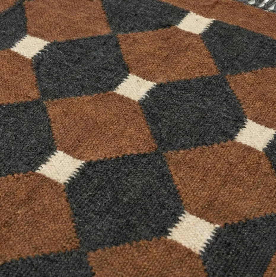 Tapis de couloir kilim Tamegroute bleu, vue 3 sur 5
