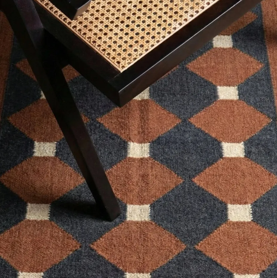 Tapis de couloir kilim Tamegroute bleu, vue 4 sur 5