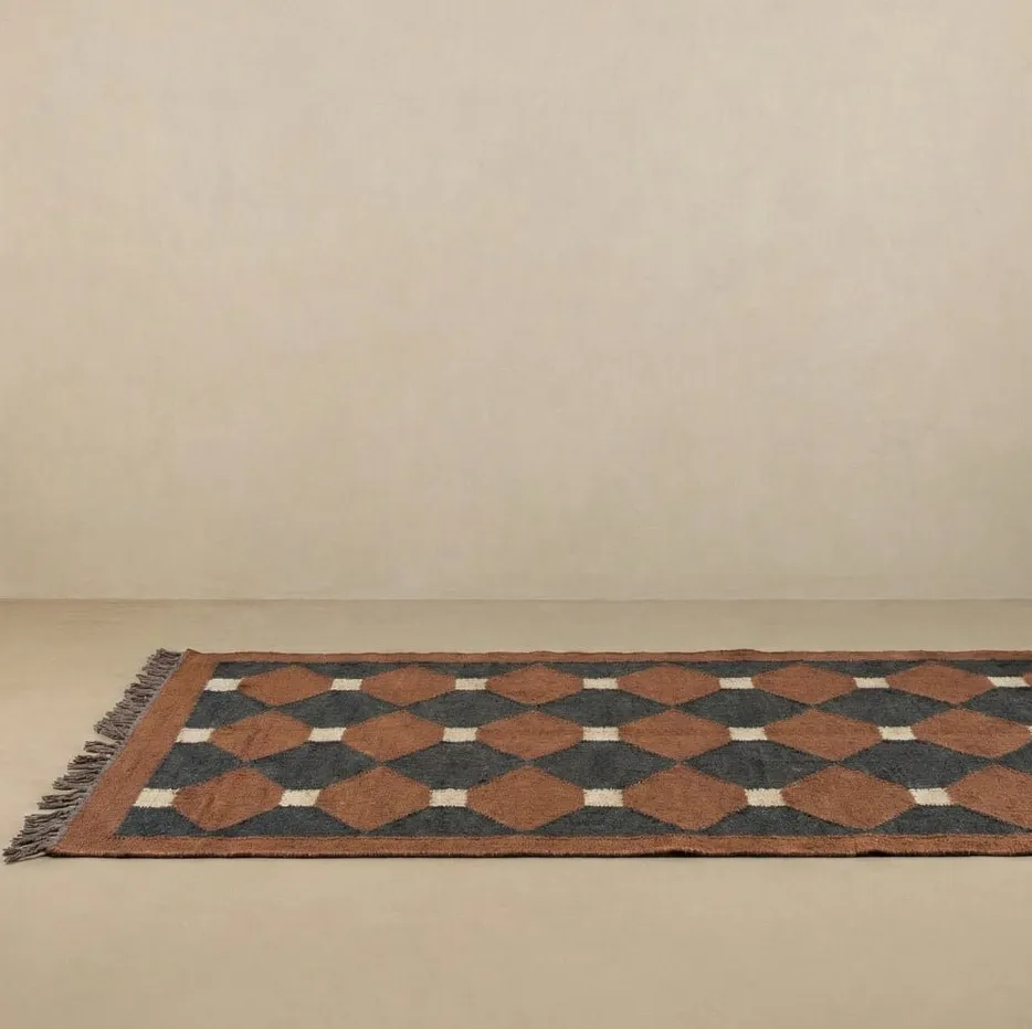 Tapis de couloir kilim Tamegroute bleu, vue 5 sur 5