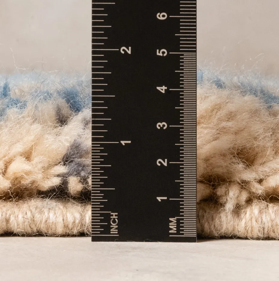 Tapis de couloir Mrirt Bzou bleu et gris à rayures, vue 6 sur 7