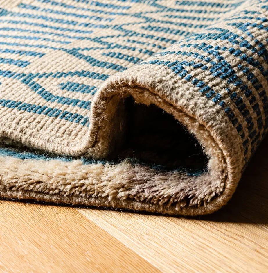 Tapis de couloir Mrirt Jorf vert et bleu, vue 5 sur 7