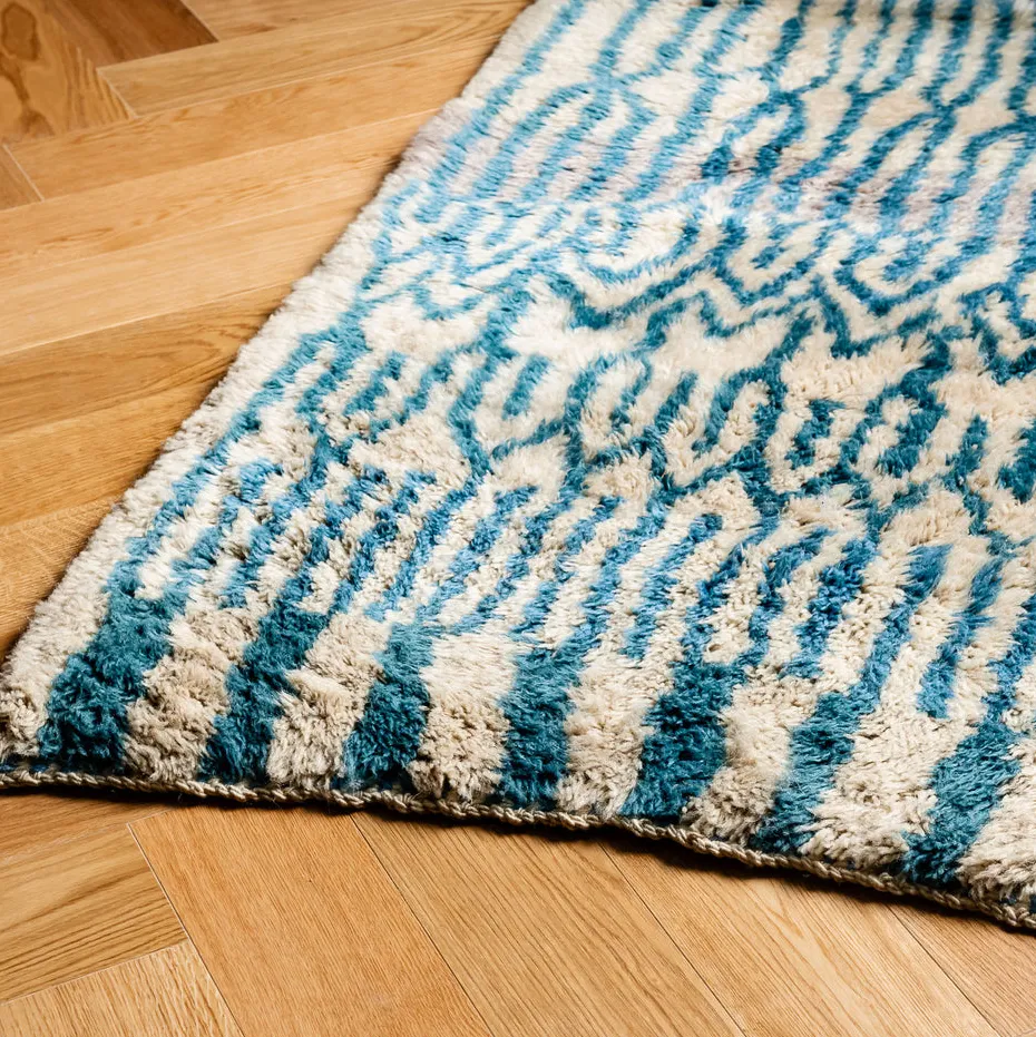 Tapis de couloir Mrirt Jorf vert et bleu, vue 6 sur 7