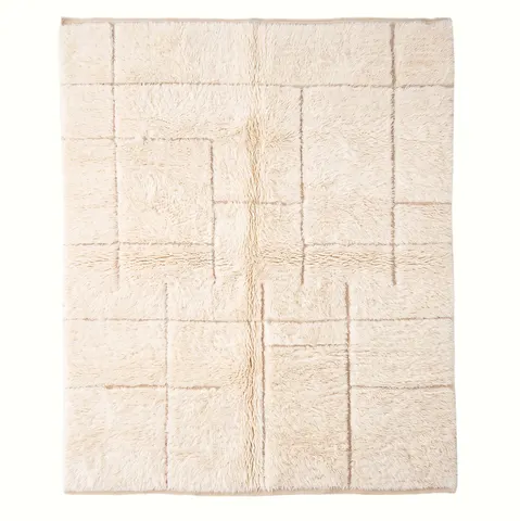 Tapis Mrirt Agdz beige et blanc uni — tapis mrirt