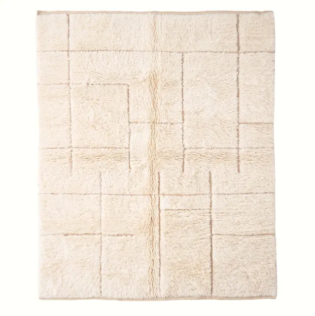 Tapis Mrirt Agdz beige et blanc uni — tapis mrirt