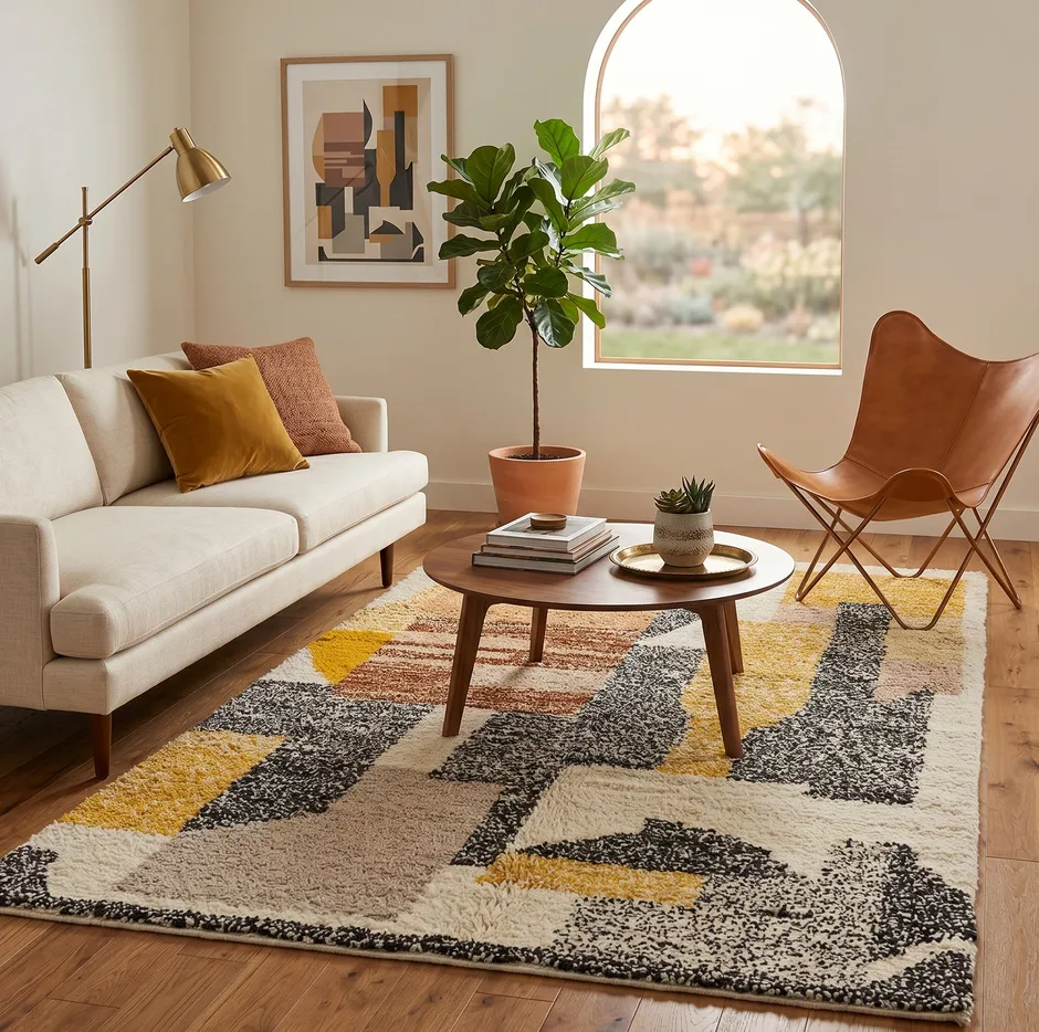 Tapis Mrirt Aoua aux motifs géométriques, vue 3 sur 4
