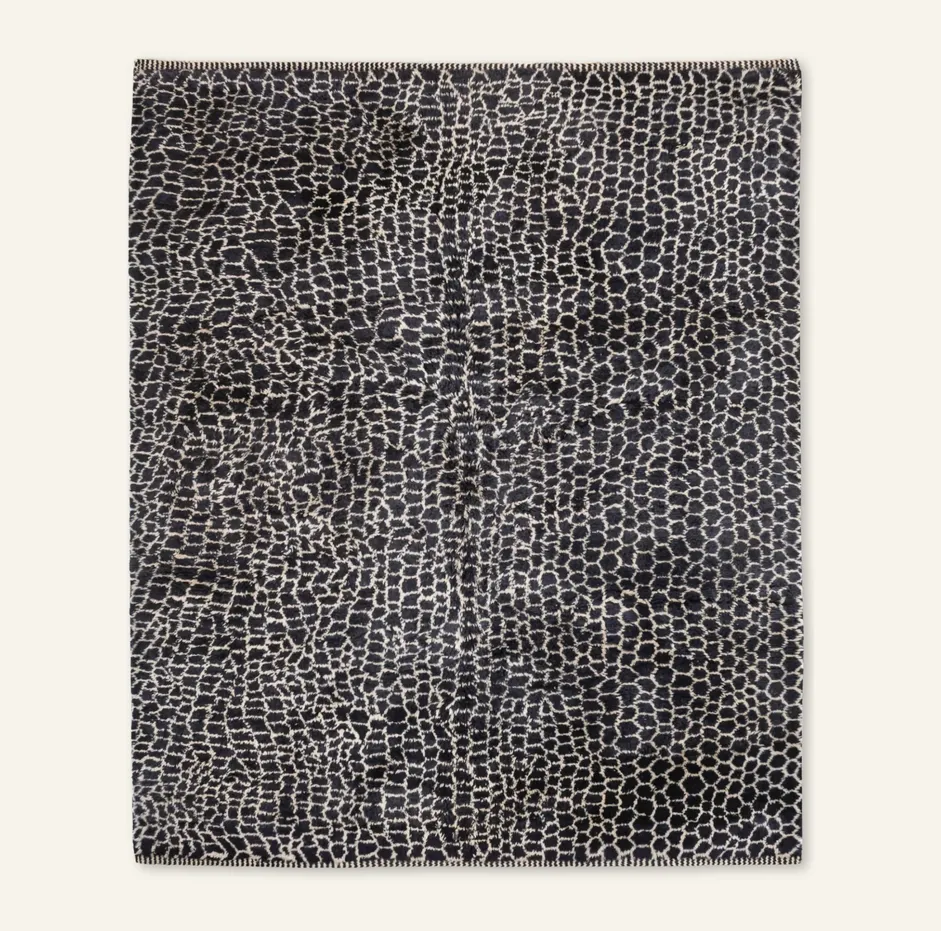 Tapis Mrirt Bouarfa beige et noir — tapis mrirt tissé à la main