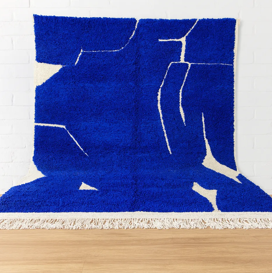 Tapis Mrirt Boulemane bleu — tapis mrirt tissé à la main