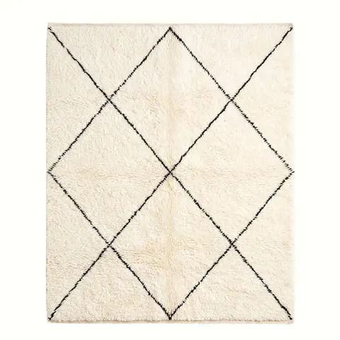 Tapis Mrirt Erfoud beige et blanc à losanges — tapis mrirt