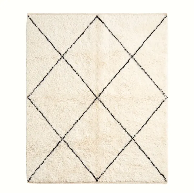 Tapis Mrirt Erfoud beige et blanc à losanges — tapis mrirt