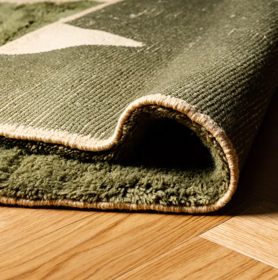 Tapis Mrirt Guercif beige et vert, vue 4 sur 7