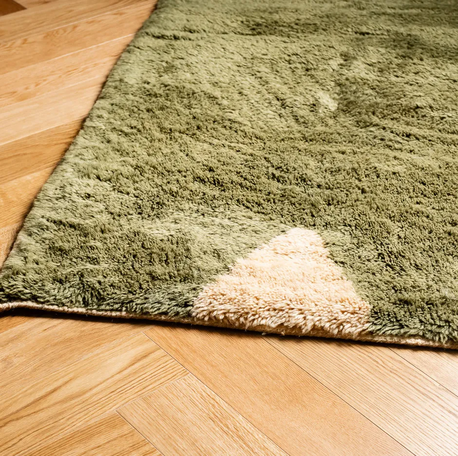 Tapis Mrirt Guercif beige et vert, vue 5 sur 7