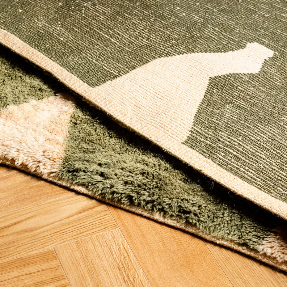 Tapis Mrirt Guercif beige et vert, vue 6 sur 7