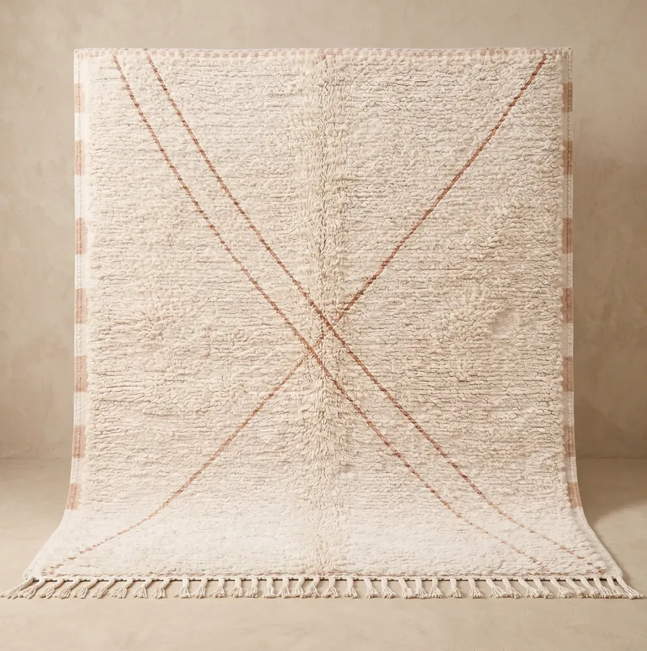 Tapis Mrirt Ifrane crème uni — tapis mrirt tissé à la main