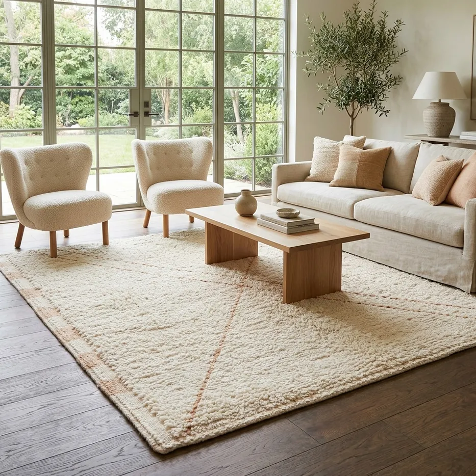 Tapis Mrirt Ifrane crème uni, vue 3 sur 4