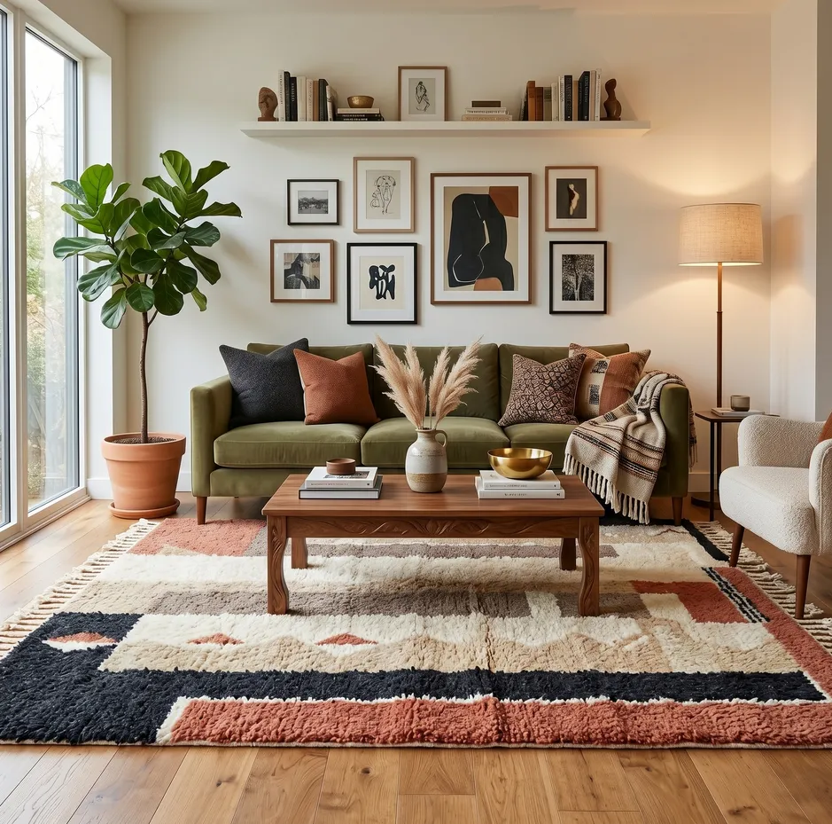Tapis Mrirt Ouzoud aux motifs géométriques, vue 4 sur 4