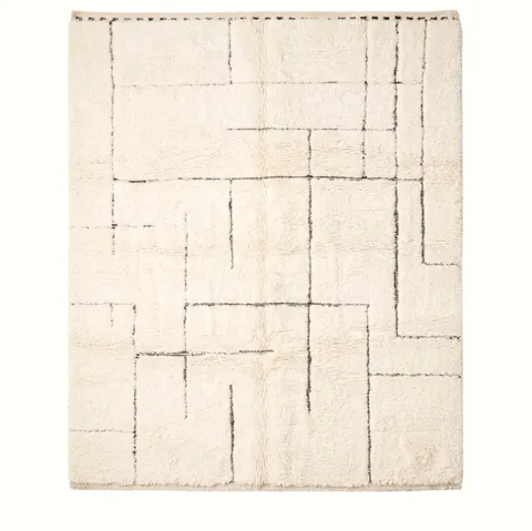 Tapis Mrirt Rissani beige et blanc uni — tapis mrirt