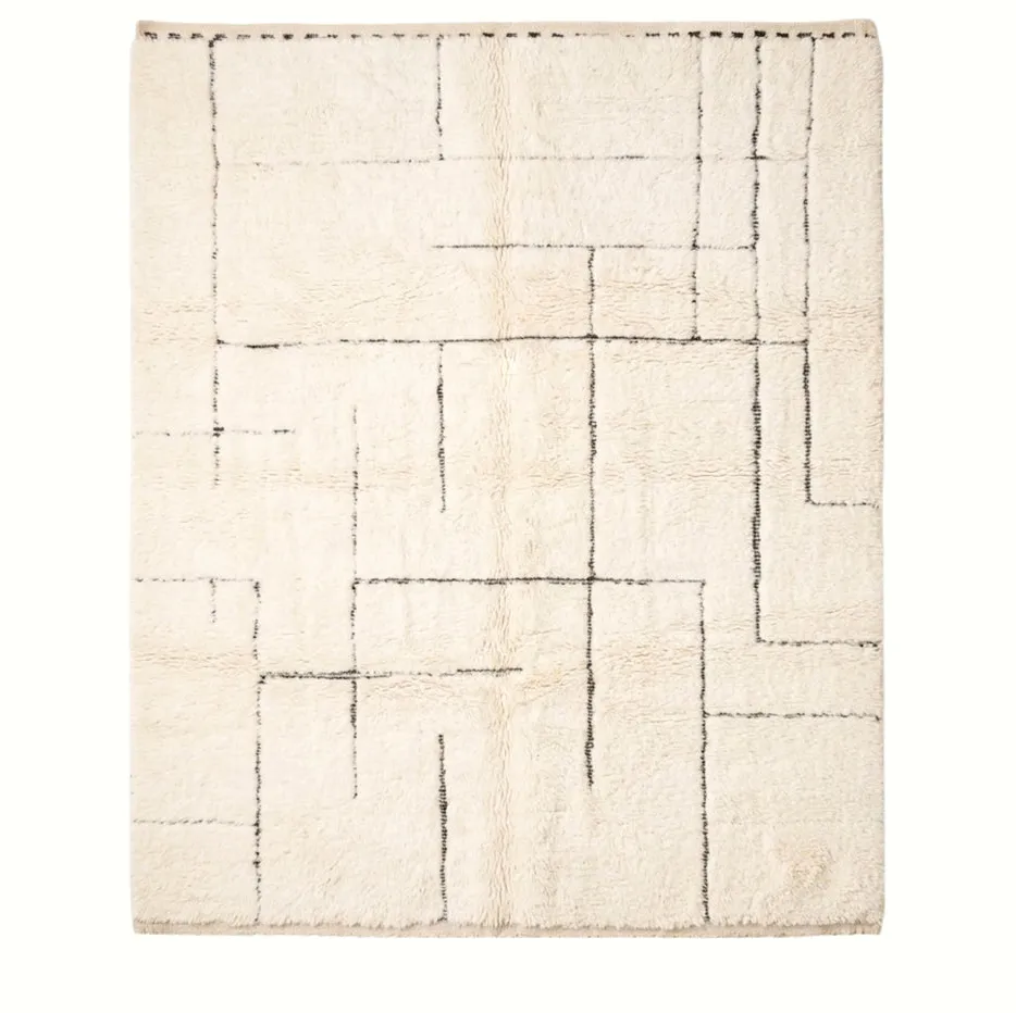 Tapis Mrirt Rissani beige et blanc uni — tapis mrirt tissé à la main