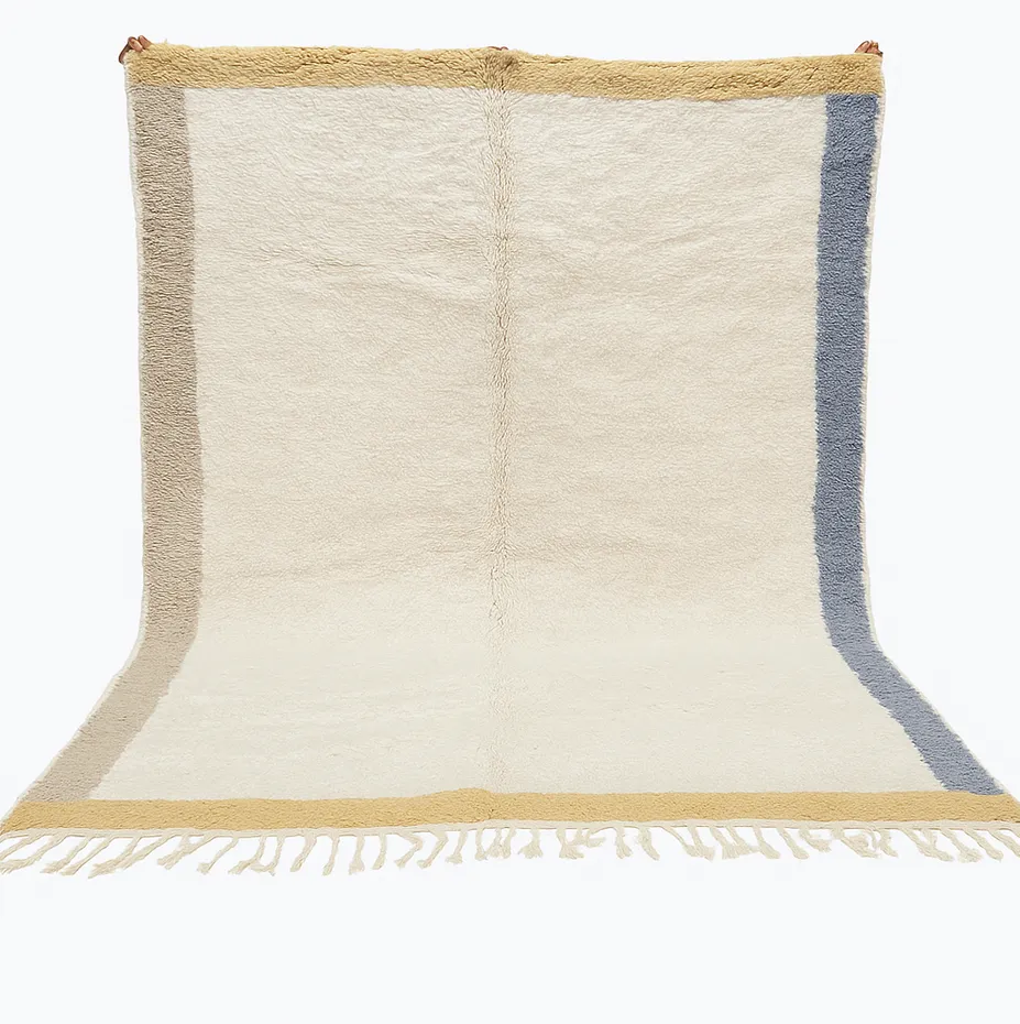 Tapis Mrirt Taddart beige uni — tapis mrirt tissé à la main