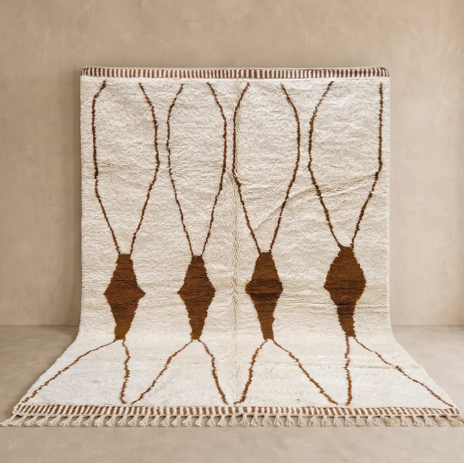 Tapis Mrirt Tafsut beige et marron — tapis mrirt tissé à la main