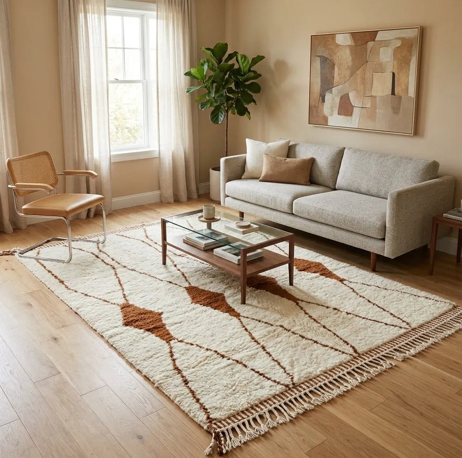 Tapis Mrirt Tafsut beige et marron, vue 4 sur 4
